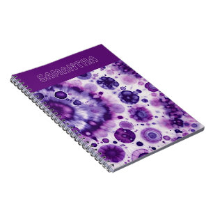 Cuaderno Divertido Violeta Púrpura Batik Círculos Patrón de