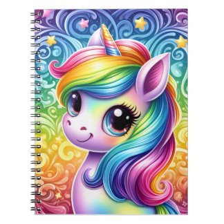 Cuaderno divertido y lindo de unicornio arcoíris