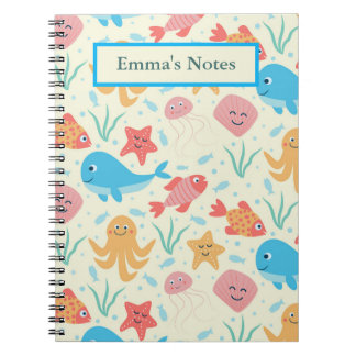 Cuaderno Divertidos Animales Marinos Personalizados 