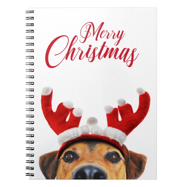 Cuaderno Divertidos Navidades Perro reno Antler Cabeza (Frente)