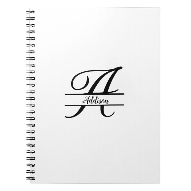 Cuaderno Dividir Monograma A-Z Negro y Blanco (Frente)
