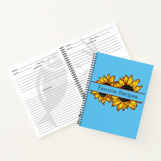 Cuaderno Dividir recetas favoritas de girasol (Interior)