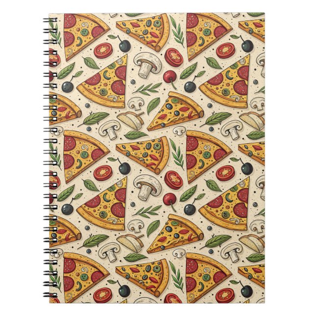 Cuaderno Diviértete en la fiesta de pizza Patrón de comida  (Frente)