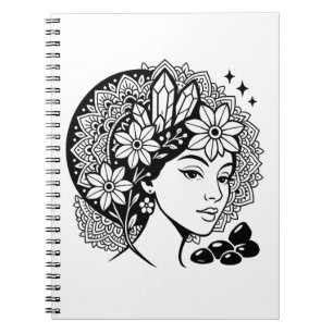 Cuaderno Divina Mandala Art Floral Crystal Goddess