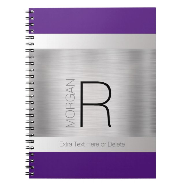 Cuaderno DIY Monograma Nombre negro Púrpura Púrpura Rojo Pl (Frente)