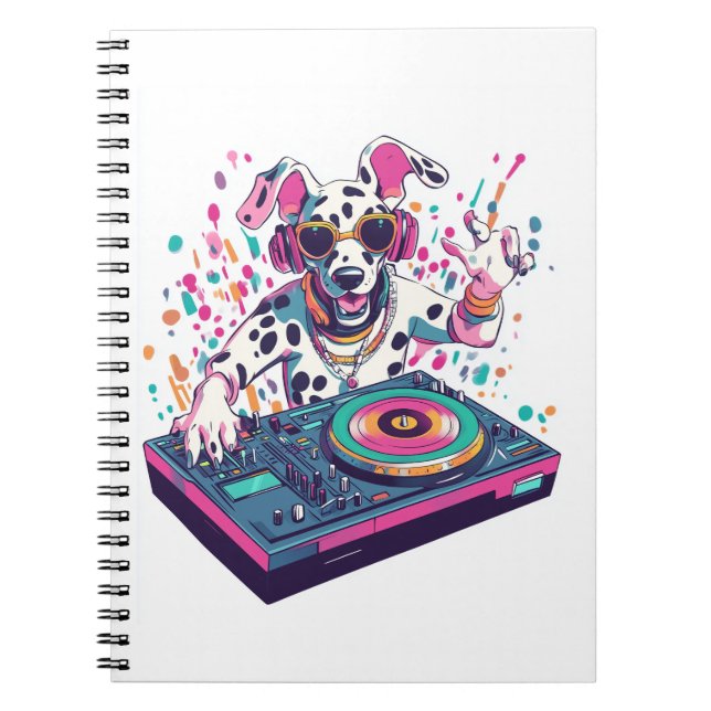 Cuaderno DJ Dálmata � Fiesta Rave EDM Perro (Frente)