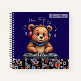 Cuaderno Dj de oso pardo sonriente, jungla musical feliz