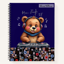Cuaderno Dj de oso pardo sonriente, jungla musical feliz