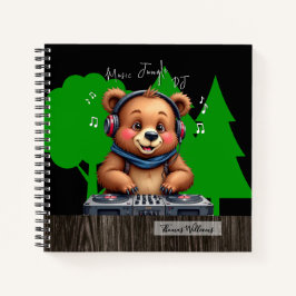 Cuaderno Dj de oso pardo sonriente, jungla musical feliz