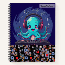 Cuaderno DJ de pulpo sonriente, jungla musical feliz