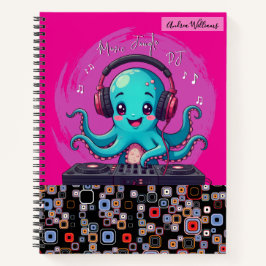 Cuaderno DJ de pulpo sonriente, jungla musical feliz
