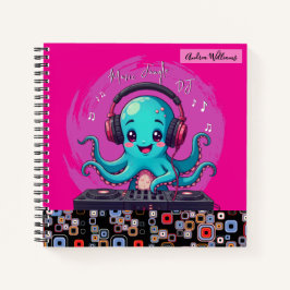 Cuaderno DJ de pulpo sonriente, jungla musical feliz