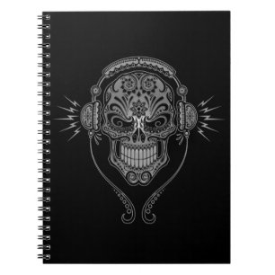 Cuaderno DJ negro azucara el cráneo