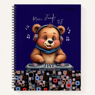 Cuaderno DJ Oso Grizzly Sonriente, Jungla de Música Feliz