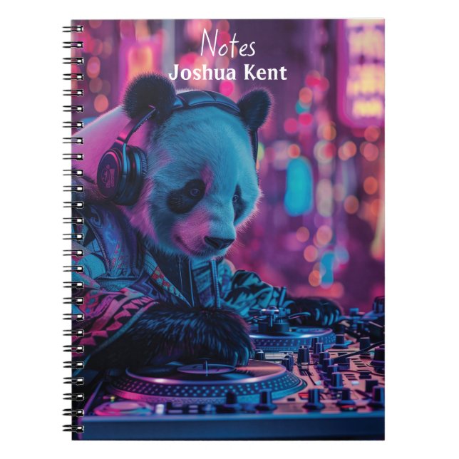 Cuaderno DJ Panda con auriculares (Frente)