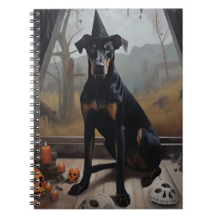 Cuaderno Doberman Calabazas de Halloween Espeluznante