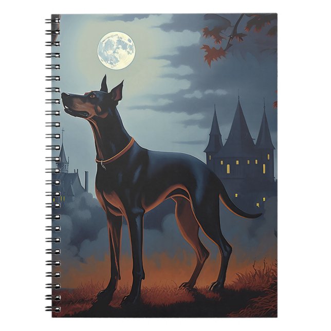 Cuaderno Dóberman de Halloween aterrador (Frente)