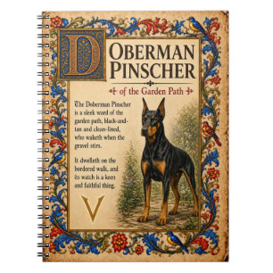 Cuaderno Doberman Pinscher, Arte de Bestiario Medieval