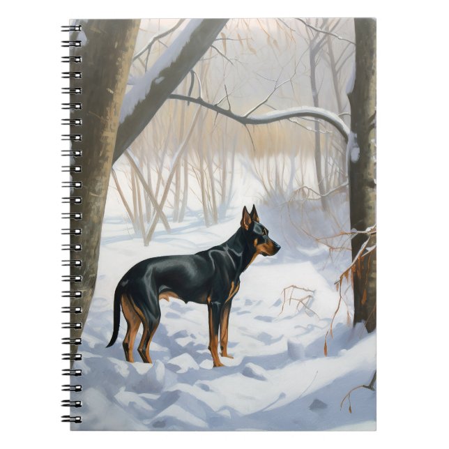 Cuaderno Doberman Pinscher Deja que nieve Navidad (Frente)