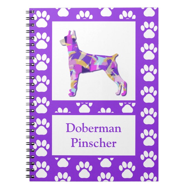 Cuaderno Doberman Pinscher Dog Silhouette Purple PY&B (Frente)