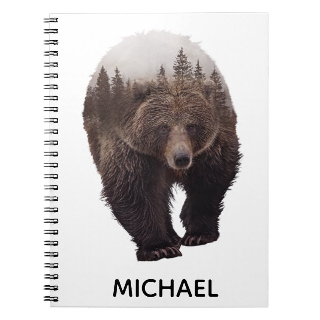 Cuaderno Doble exposición de oso marrón (Frente)