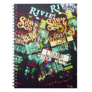 Cuaderno Doble exposición, señales de casino, Las Vegas,
