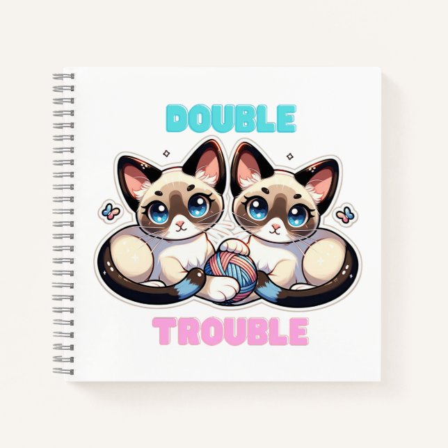Cuaderno Doble gatito de problemas en portátil (Anverso)