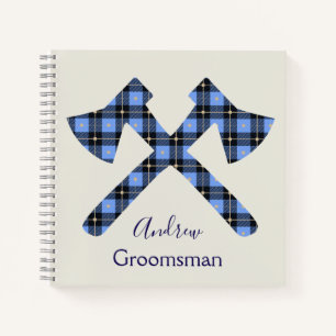 Cuaderno Doble hacha cruzada Gris y Azul Groomsman