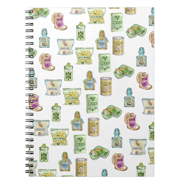 Cuaderno Doble patrón de poción de bruja (Frente)