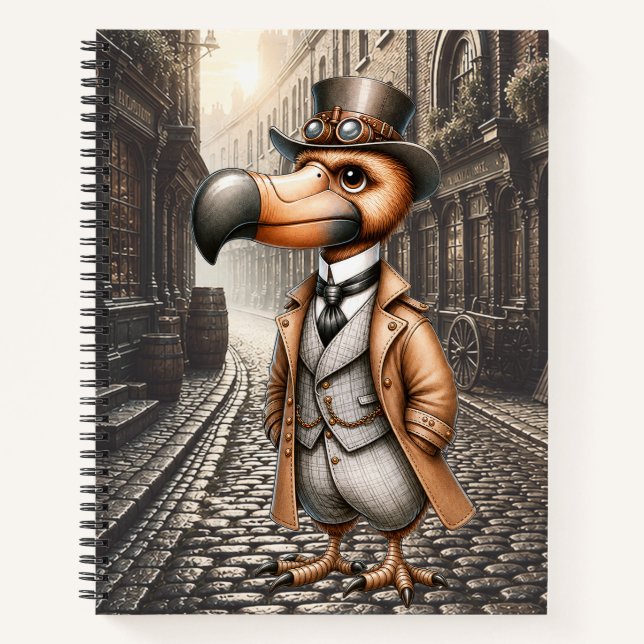Cuaderno Dodo Steampunk Victoriano en Callejón de Londres (Anverso)