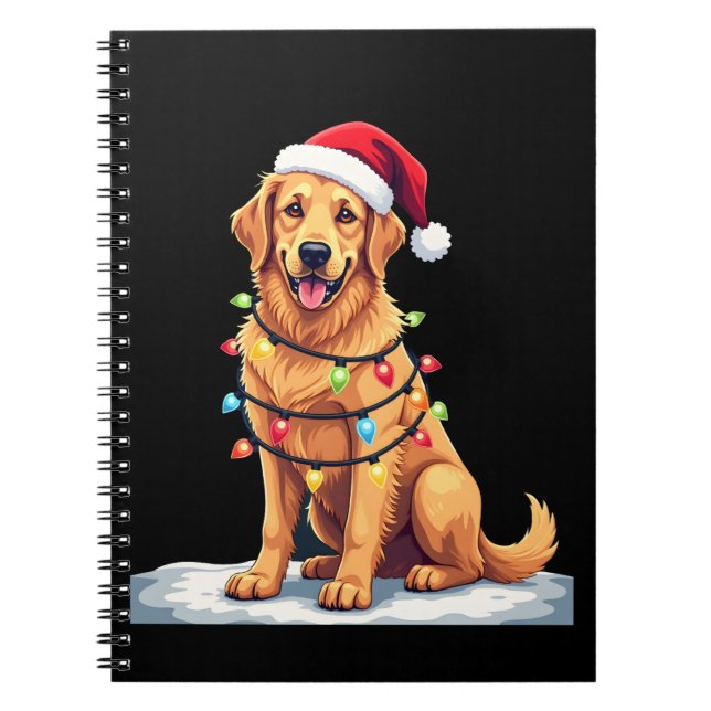 Cuaderno Dog Golden Retriever Santa Christmas Xmas Lights ( (Frente)