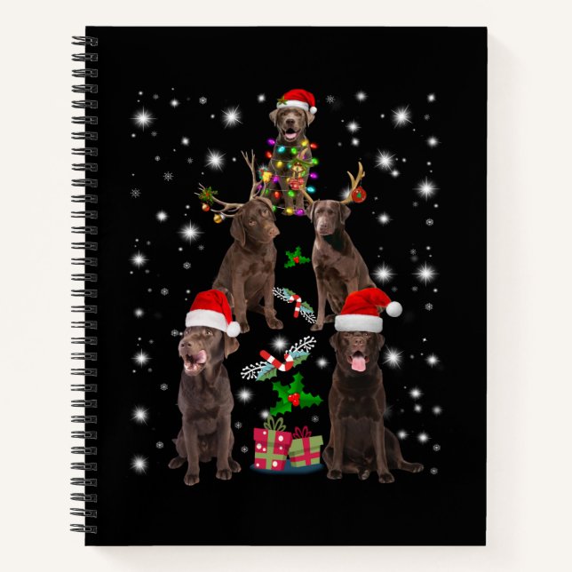 Cuaderno Dog Lover | Árbol de Navidad Chocolate Labrador (Anverso)