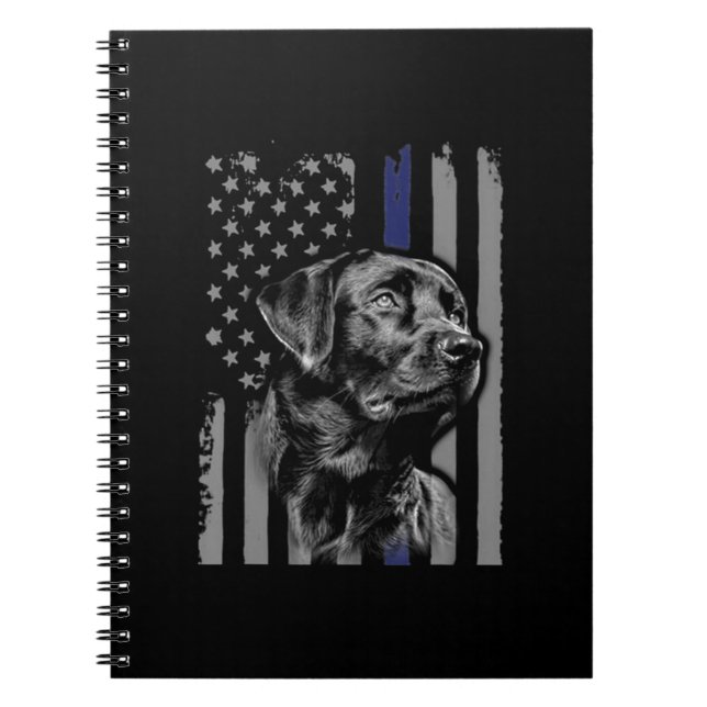Cuaderno Dog Lover | Línea delgada de la bandera norteameri (Frente)