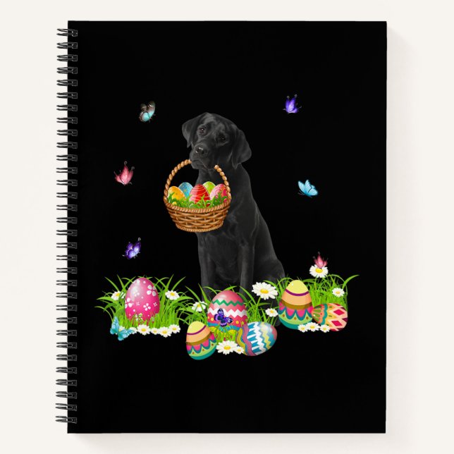 Cuaderno Dog Lover | Perro conejo negro de Labrador y huevo (Anverso)