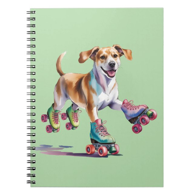 Cuaderno Dog On Roller Skys Watercolor (Frente)