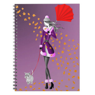Cuaderno Dog Walker Autumn Deja púrpura