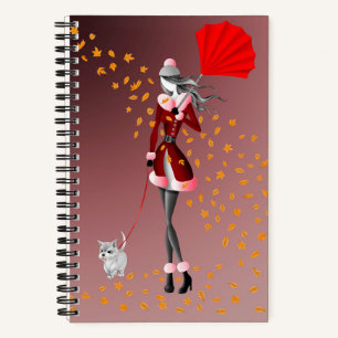 Cuaderno Dog Walker Autumn Deja rojo
