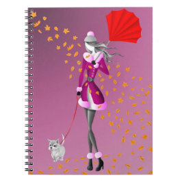 Cuaderno Dog Walker Autumn deja rosado