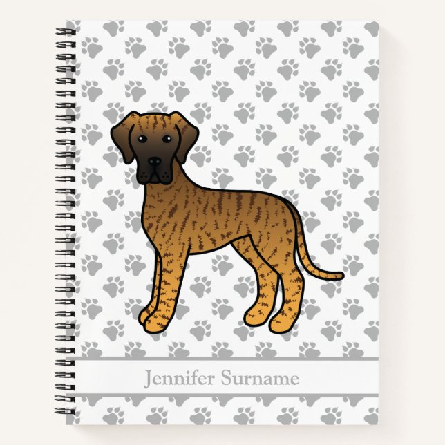 Cuaderno Dogo Gran Danés atigrado y texto de dibujos animad (Anverso)