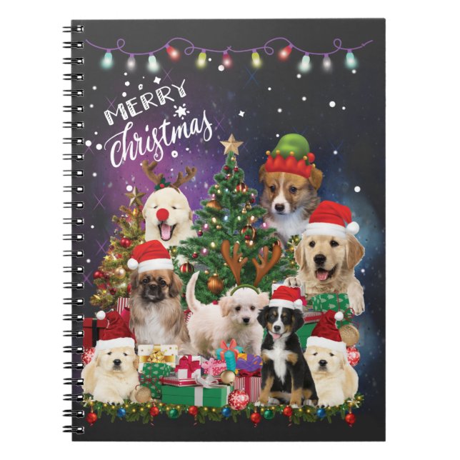 Cuaderno dogs Merry christmas Light (Frente)
