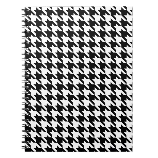 Cuaderno Dogtooth, patrón Houndstoth en blanco y negro (Frente)