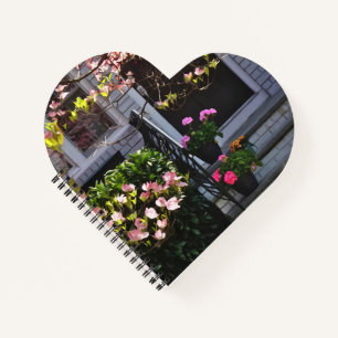 Cuaderno Dogwood rosa y ollas de geranios