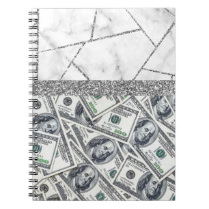 Cuaderno Dólares de Plata de Lujo Interior Mármol Brillante