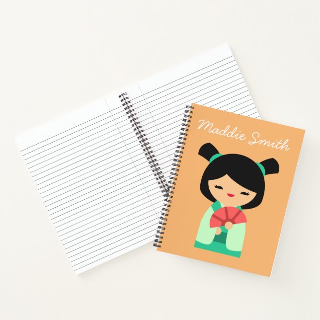 Cuaderno Dolores japoneses de Kokeshi, melocotón Apqua (Interior)