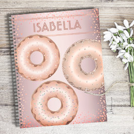 Cuaderno Dona de purpurina rosa con brillo nombre moderno y