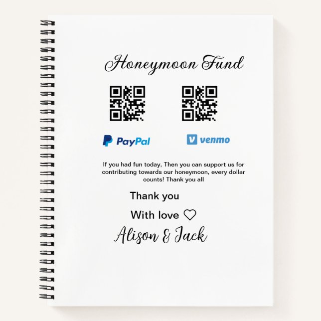 Cuaderno Donación de fondo de luna de miel venomo paypal Q  (Anverso)