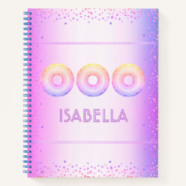 Cuaderno Donas de arcoíris rosa púrpura brillantes modernas