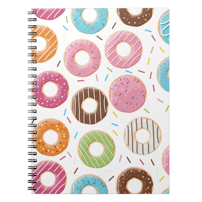 Cuaderno Donas rosa azul y mordiscos patrón de chocolate (Frente)