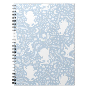 Cuaderno Donde las cosas salvajes azul el patrón floral