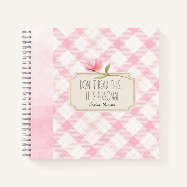 Cuaderno Don't Read This, It's Personal – Cute Pink Floral (Anverso)